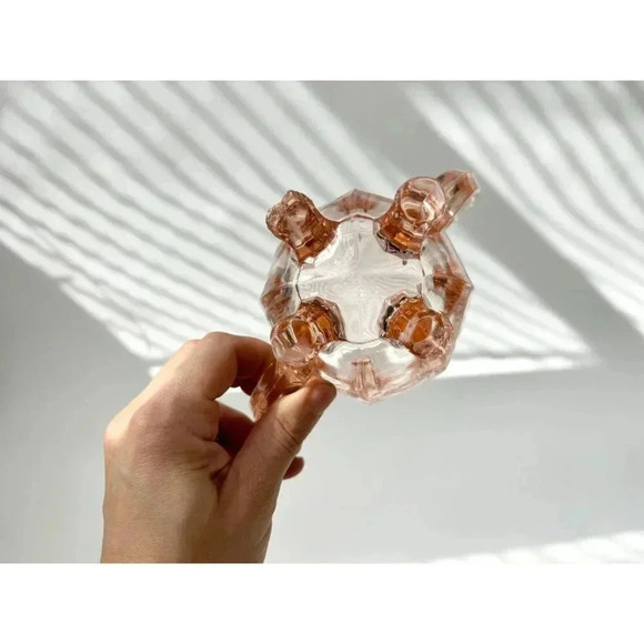 Pink Indiana Glass Depression Style Scalloped Footed Vintage Creamer Dish | Cup - Picture 8 of 9